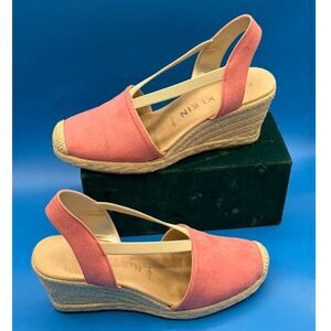 Anne Klein 7M akabril espadrille braided wedge heel pink blossom sandals